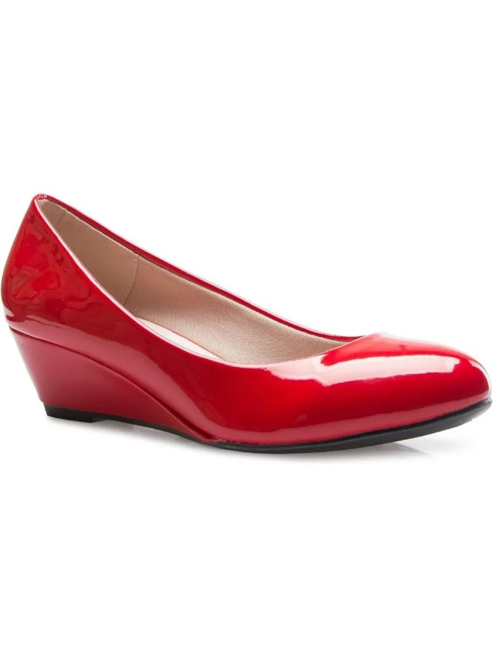 Glitter Rhinestone Low Wedge Comfort Shoes for Women - Round Toe Style